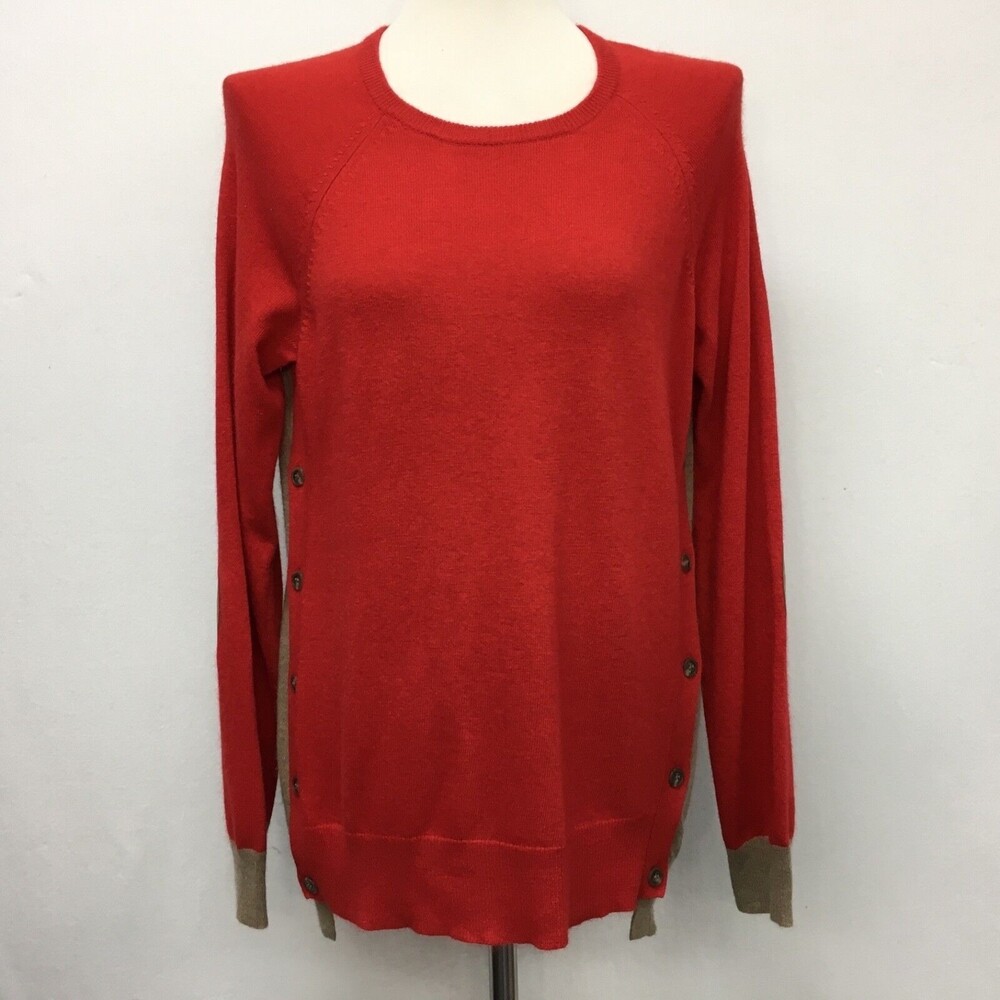 J. Crew J.crew Sweater‎ Medium Red Beige Wool Rabbit Hair Blend Long Sleeve